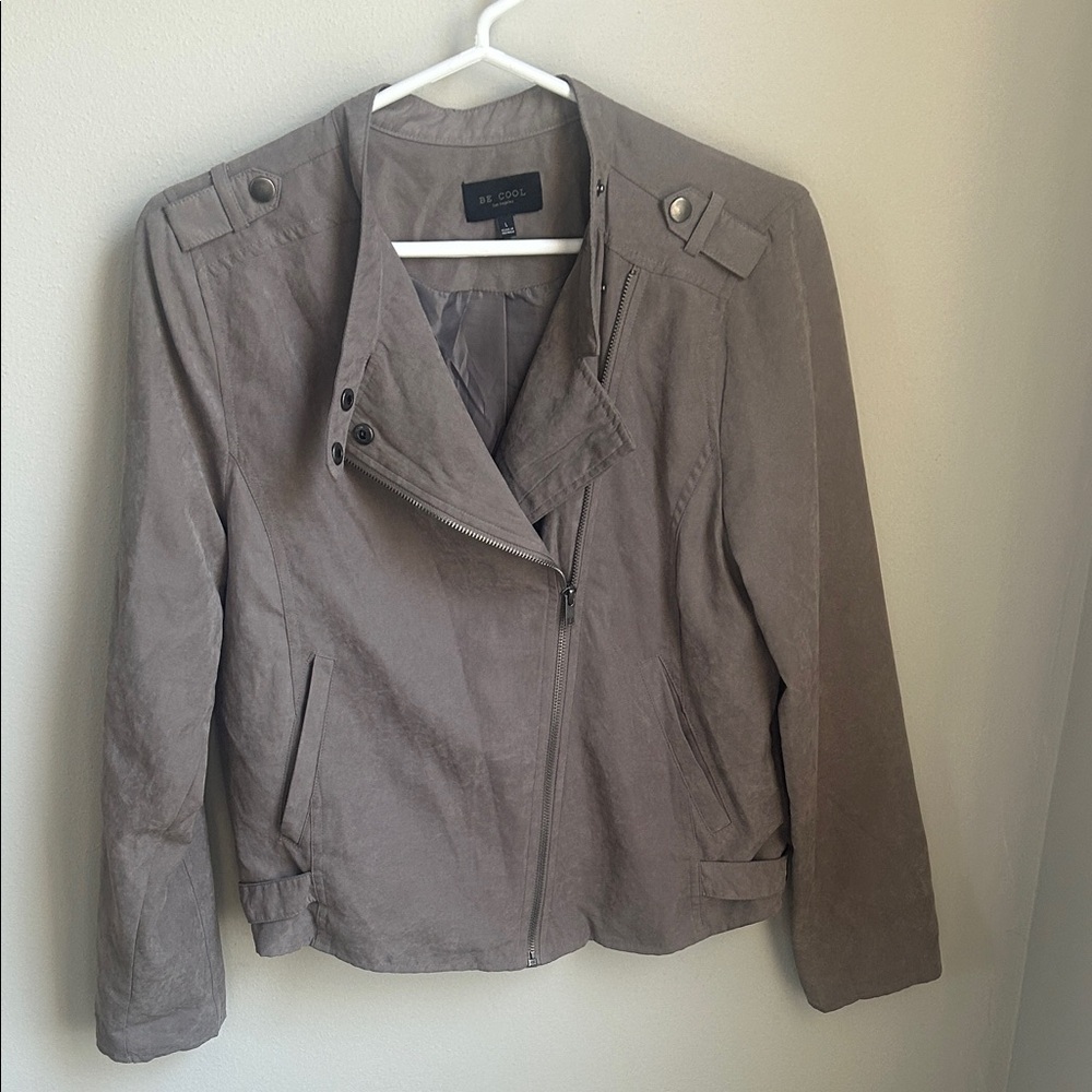 BE COOL Taupe Zip Suede Jacket